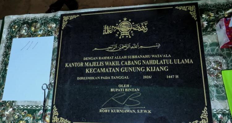 Bupati Roby Resmikan Kantor Permanen MWC NU Gunung Kijang, Jadi yang Pertama di Bintan