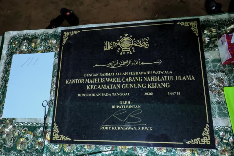 Bupati Roby Resmikan Kantor Permanen MWC NU Gunung Kijang, Jadi yang Pertama di Bintan